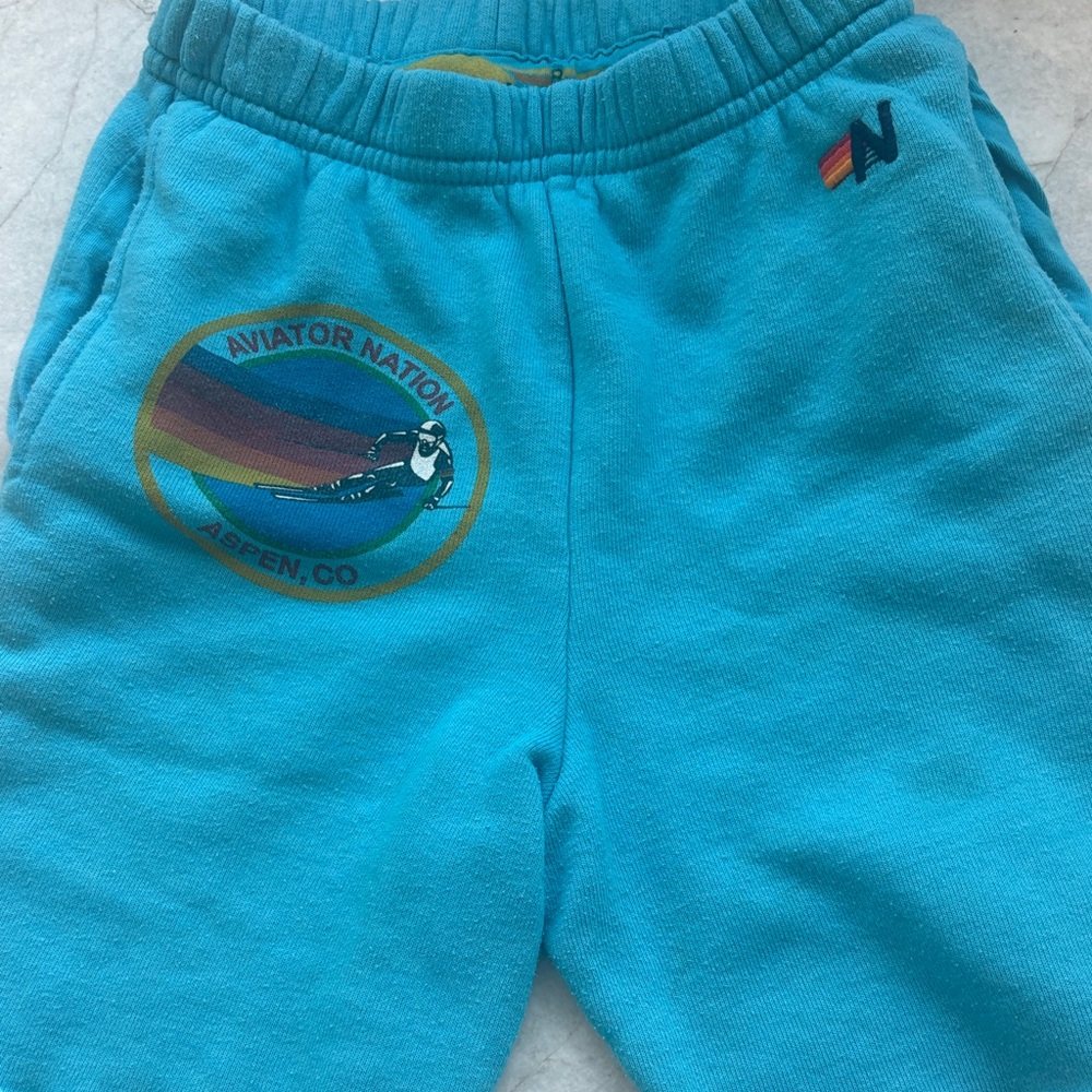Aviator Nation Kids Turquoise Joggers with Retro Logo